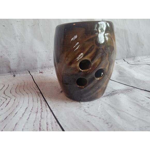Vintage OMC Art Pottery Owl Cup Boho Planter Candle Pencil Brush Holder - Picture 5 of 7